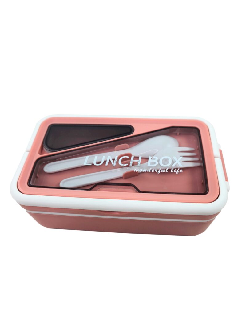 خرید ظرف غذای مدرسه مستطیلی با قاشق و چنگال