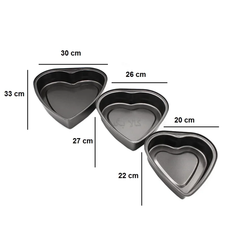 قالب کیک طرح قلب تفلون سه سایز BPV