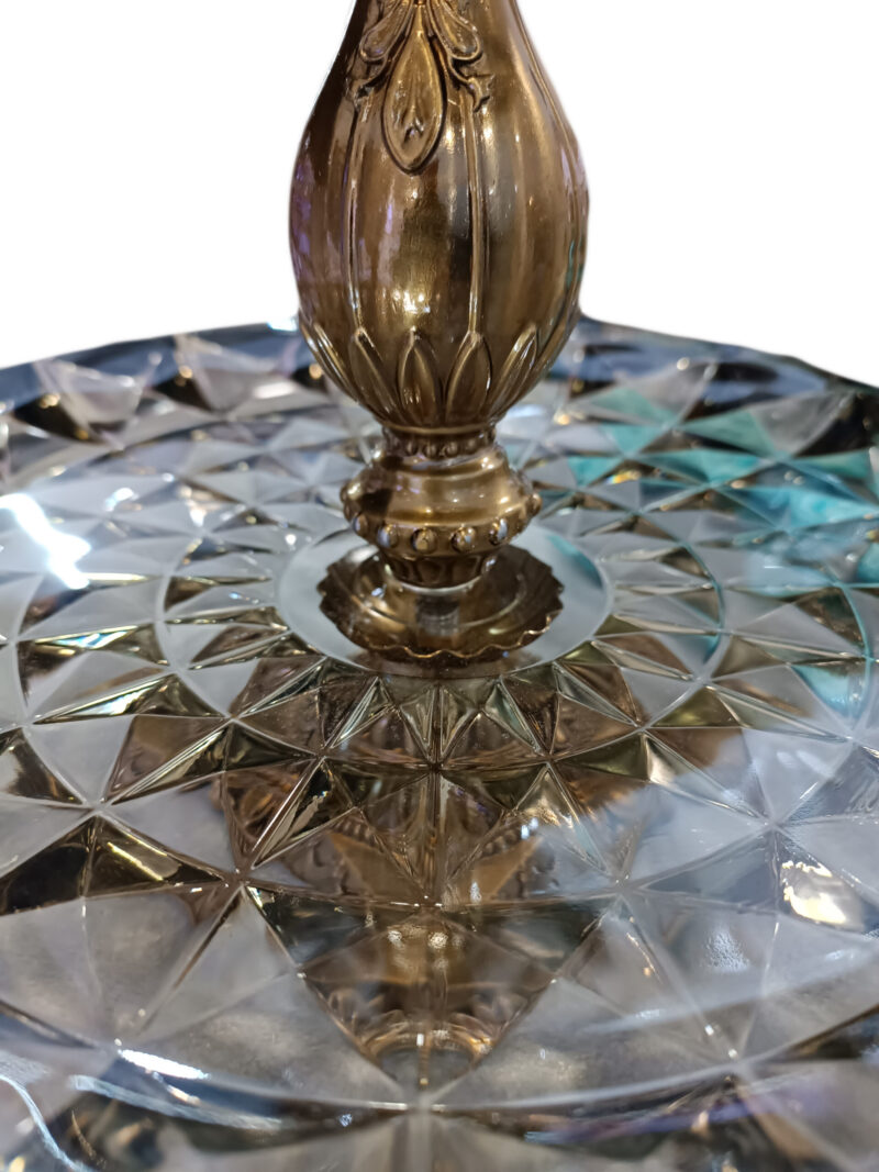 شیرینی خوری دو طبقه کریستالی مدل اکوامارین شامپی