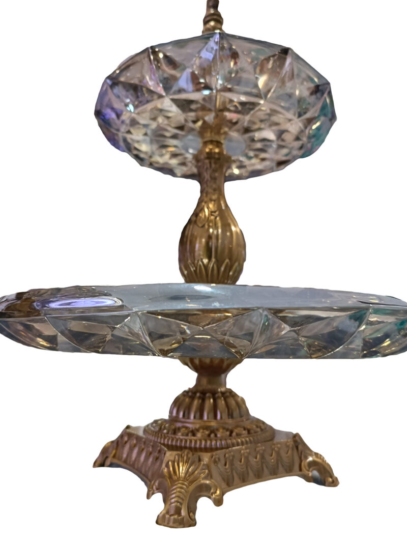 شیرینی خوری دو طبقه کریستالی مدل اکوامارین شامپی