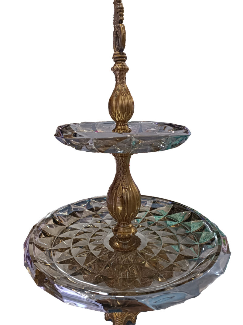 شیرینی خوری دو طبقه کریستالی مدل اکوامارین شامپی