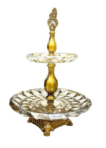 شیرینی خوری دو طبقه کریستالی مدل اکوامارین شامپی