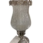 شمعدان شیشه ترک فلزی سیلور کد 3415