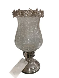 شمعدان شیشه ترک فلزی سیلور کد 3415