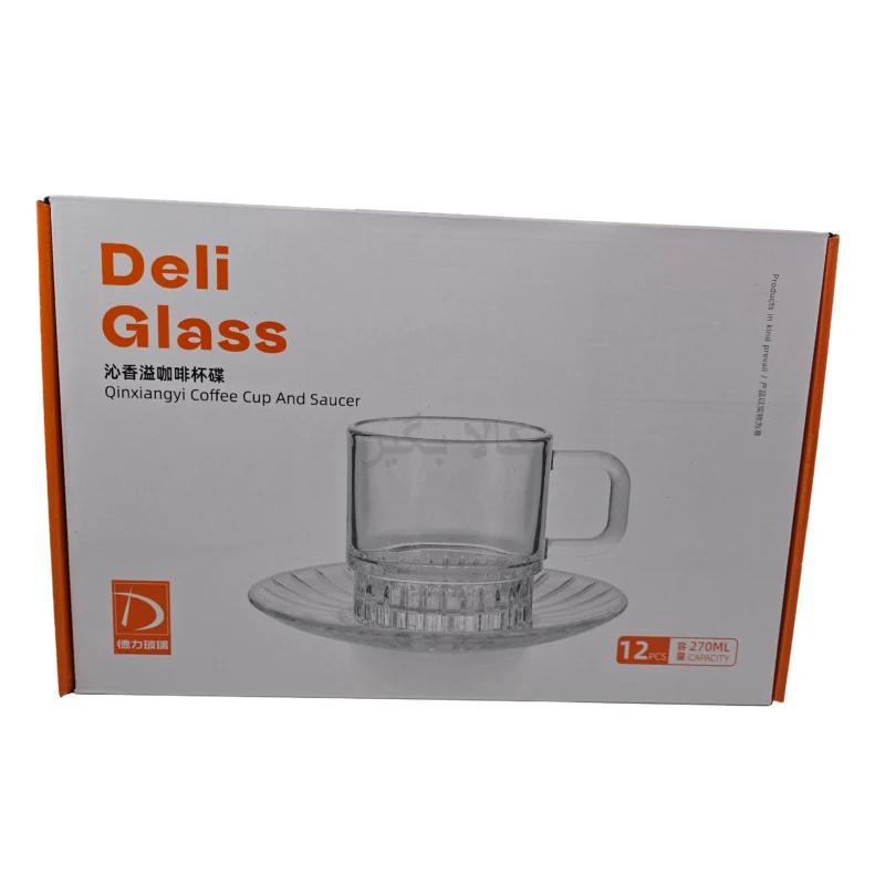 ست فنجان و نعلبکی 12 پارچه برند Deli Glass
