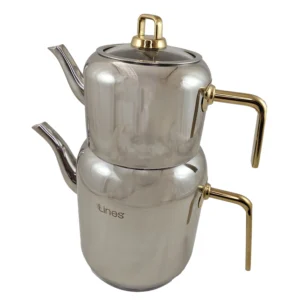 کتری و قوری استیل lines ترکیه طرح مرجان طلایی