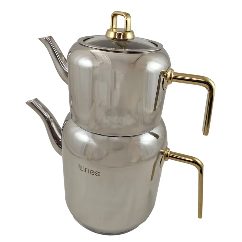 کتری و قوری استیل lines ترکیه طرح مرجان طلایی