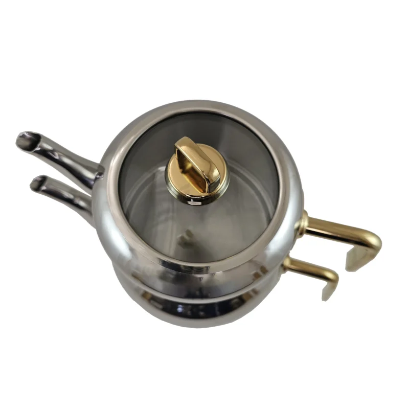 کتری و قوری استیل lines ترکیه طرح مرجان طلایی