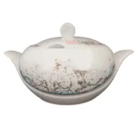 سوپ خوری درب دار چینی توس طرح داستر فیروزه ای